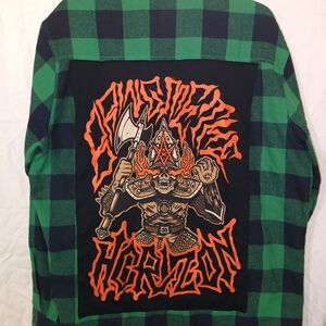 Green and Black Plaid Casual Button Down Shirt